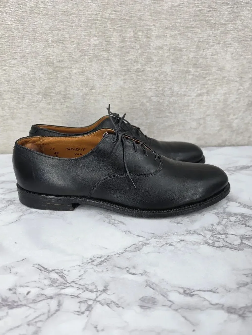 Alden 932 Plain Toe Bal Oxford Black Calf Leather Oxford Dress Shoes - Men
